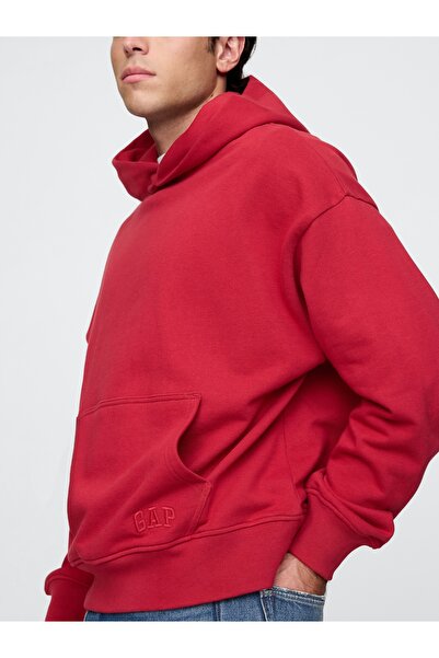 GAP Erkek Kırmızı Gap Logo Heavyweight Oversize Sweatshirt