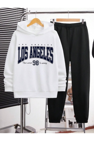 Heybely Kids Set de trening pentru copii cu imprimeu Los Angeles, cu două fir...