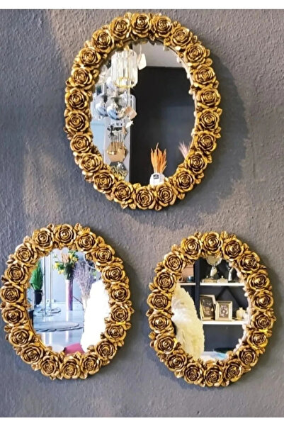 Elif Polyester Üçlü Ayna Duvar Süs Aksesuar
