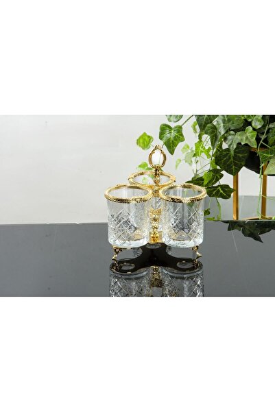 AlyaHomeAksesuar Gold Colored Triple Spoon Holder Set