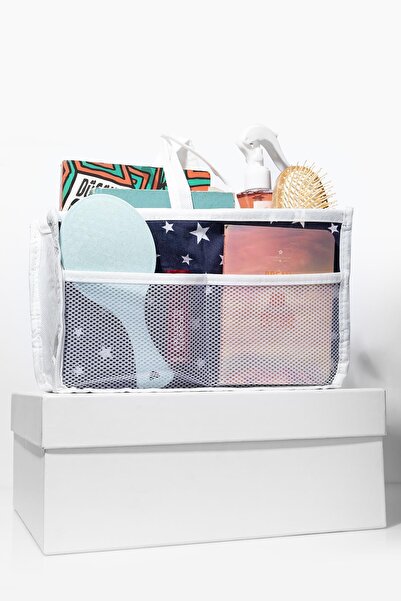 Pharma Acqua White Star Pattern - 5 Compartment Care Travel Makeup Cosmetic Organizer Bag