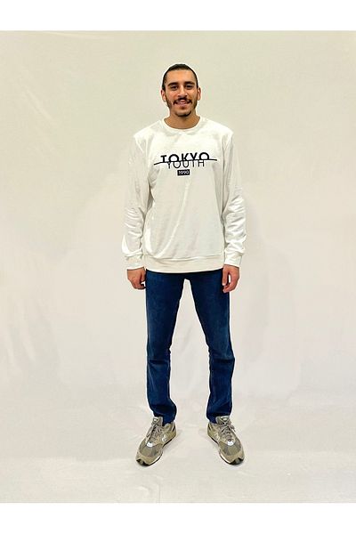 Superlife Süperlife Ανδρικό φούτερ με λαιμόκοψη με λαιμόκοψη με 3 νήματα πάχους Tokyo Spr24sw30