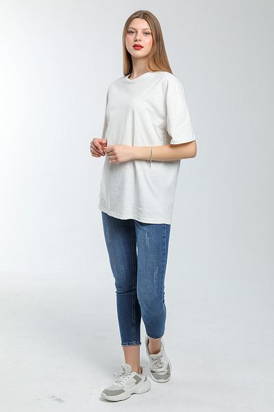 Superlife Γυναικείο T-Shirt με λαιμόκοψη με υπερμεγέθη Fit Spr21yk30