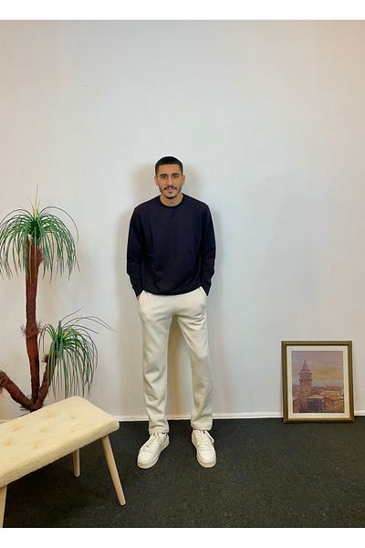 Superlife Ανδρικό παντελόνι φλις εσωτερικά με 3 κλωστές SPR24EA95