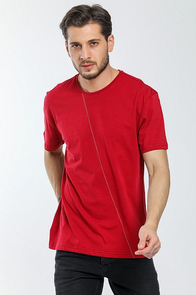 Superlife Tricou Garni pentru bărbați, cu gât slim, cu cusături în față, Spr21y01