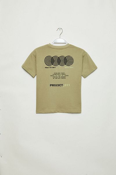 GRIMELANGE DAVIS Jungen-T-Shirt aus 100 % hellkhakifarbener Baumwolle
