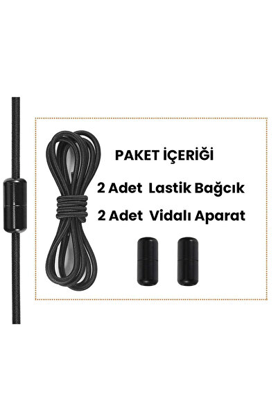 AiryFooT 100 Cm Vidalı Elastik Akıllı Esnek Yuvarlak Ayakkabı Bağcık 1 Çift ( Lacivert )