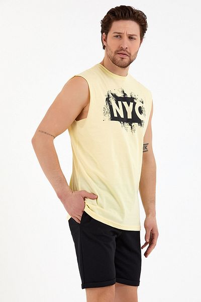 Superlife Ανδρικό T-shirt με λαιμόκοψη με κανονική εφαρμογή Nyc με στάμπα Spr22ts124