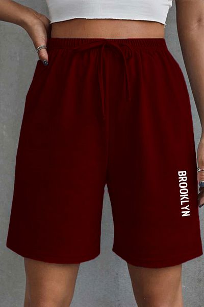 Superlife Süperlife Women's Comfortable Fit Elastic Waist Pocket Printed Shorts Spr24Srk208