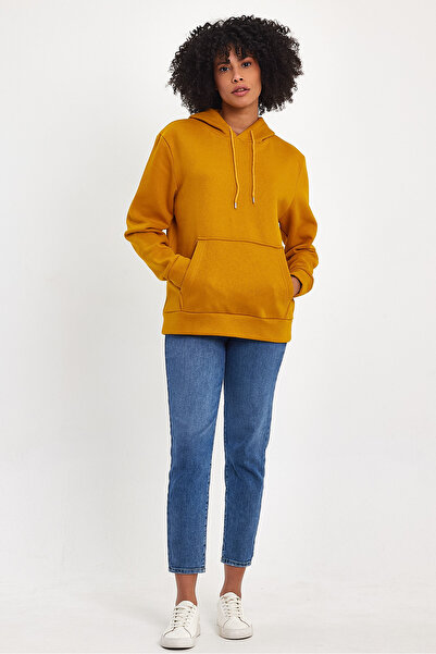 Superlife سويت شيرت نسائي بغطاء للرأس مريح من الصوف بثلاثة خيوط spr24swk55