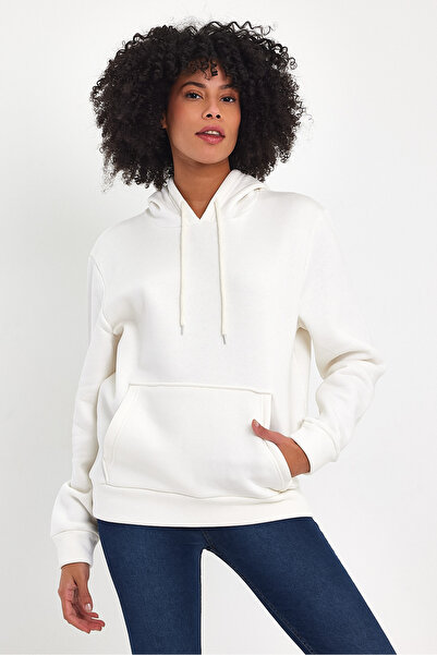 Superlife سويت شيرت نسائي بغطاء للرأس مريح من الصوف بثلاثة خيوط spr24swk55