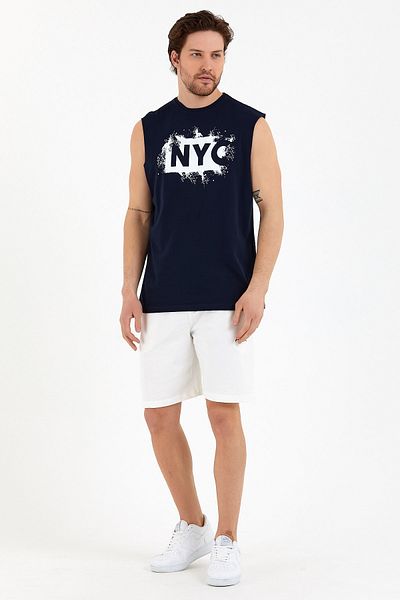 Superlife Ανδρικό T-shirt με λαιμόκοψη με κανονική εφαρμογή Nyc με στάμπα Spr22ts124