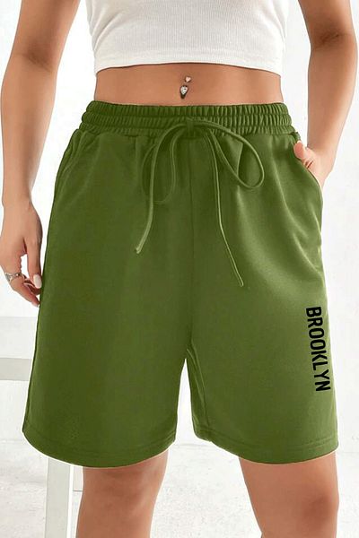 Superlife Süperlife Women's Comfortable Fit Elastic Waist Pocket Printed Shorts Spr24Srk208