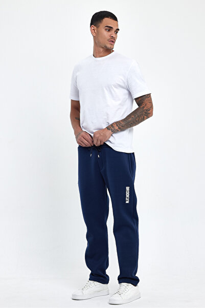 Superlife Men's 3 Thread Thick Brooklyn Printed Sweatpants with Fleece Inside Spr24ea70