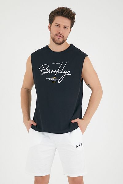 Superlife Ανδρικό μπλουζάκι με στάμπα Brooklyn με κανονική εφαρμογή Superlife Spr22ts115