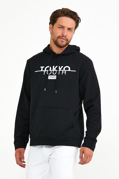 Superlife Мъжки тънък суичър с качулка Superlife с щампи Tokyo