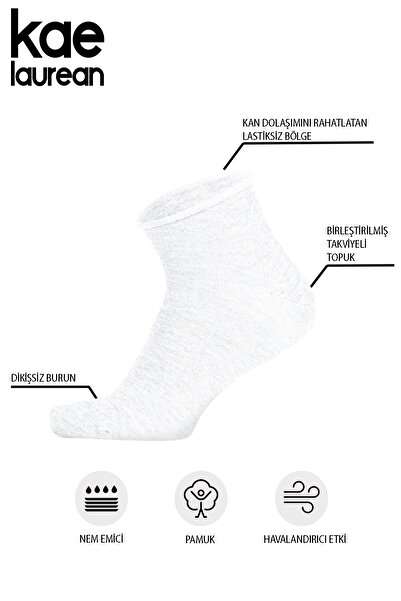 KaeLaurean Γυναικείες κοντές κάλτσες 4 τεμαχίων από βαμβακερές ελαστικές λευκές χωρίς ραφές, ελαστικές και χωρίς σημάδια