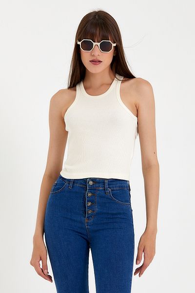 Superlife Γυναικείο Crop Knitted High Collar Athlete-T-shirt Spr21y11