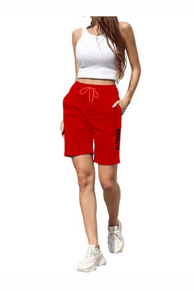 Superlife Süperlife Women's Comfortable Fit Elastic Waist Pocket Printed Shorts Spr24Srk208