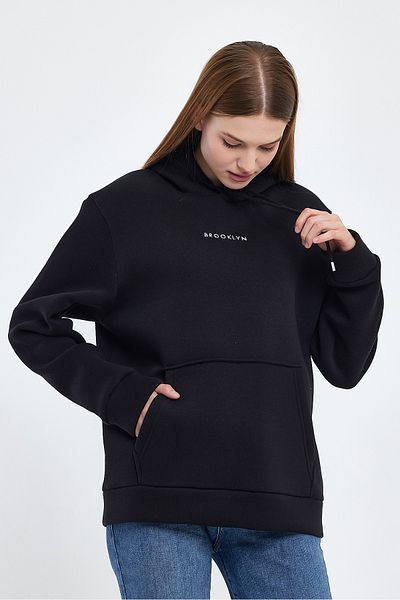 Superlife Women's Hooded Comfortable In-mold Fleece 3 thread Mid-Brooklyn Printed SweatShirt spr24swk13