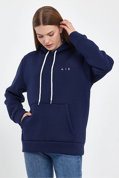 Superlife Superlife ΓΥΝΑΙΚΕΙΑ μπλουζάκι με κουκούλα casual μόδας με φλις 3 νήματα αέρα κεντημένο T-Shrit