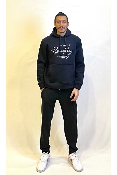 Superlife Hanorac pentru bărbați, cu glugă, confortabilă, cu 3 fire, cu impri...