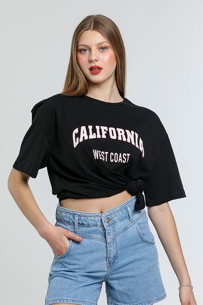 Superlife Women's Crew Neck Regular Fit California Printed T-Shirt Spr21yk22