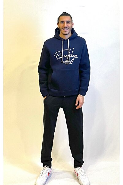 Superlife Hanorac pentru bărbați, cu glugă, confortabilă, cu 3 fire, cu impri...