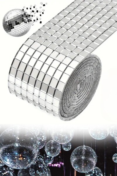 Buffer ®1 Metre Uzunluğunda Gümüş Renk Aynalı Mozaik Taşlı Dekor Bandı 4 cm x 1 mt