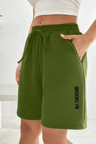 Superlife Süperlife Women's Comfortable Fit Elastic Waist Pocket Printed Shorts Spr24Srk208