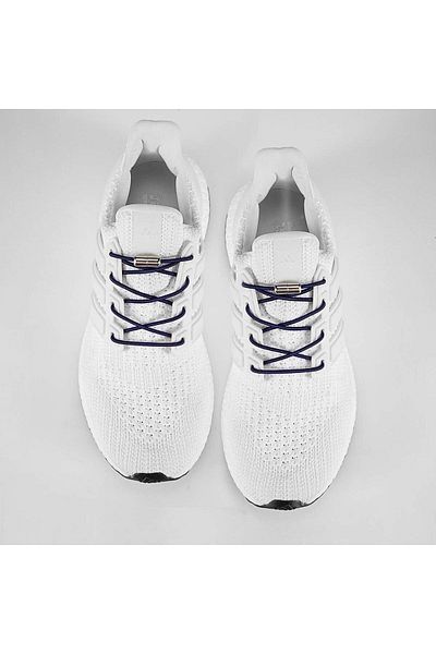 AiryFooT 100 cm Screw Elastic Smart Flexible Round Shoelaces 1 Pair (Navy Blue)