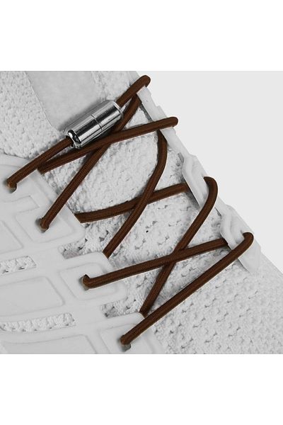 AiryFooT 100 cm Screw Elastic Smart Flexible Round Shoelaces 1 Pair (Dark Brown)