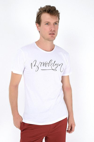 Superlife Ανδρικό T-shirt με λαιμόκοψη με λεπτή εφαρμογή με στάμπα Spr 261
