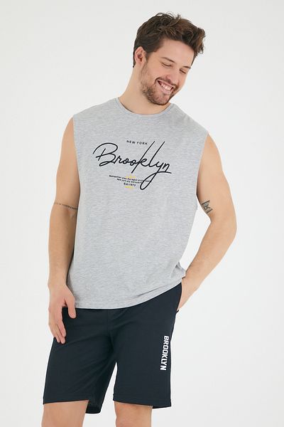 Superlife Ανδρικό μπλουζάκι με στάμπα Brooklyn με κανονική εφαρμογή Superlife Spr22ts115