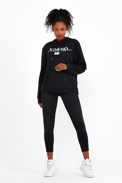 Superlife Women's Hooded Regular Fit Tokyo Printed Thin Sweatshirt Spr22swk164