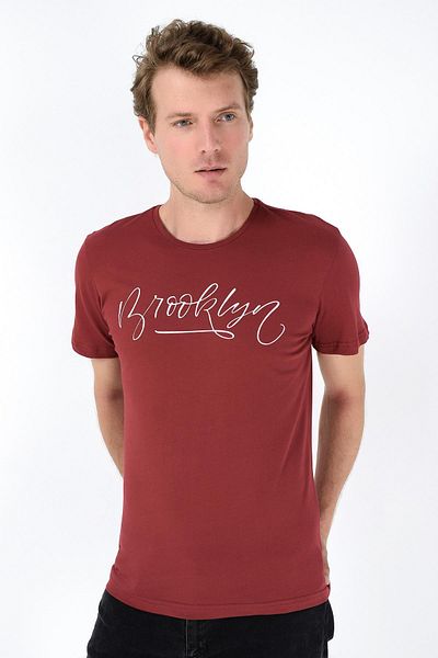 Superlife Ανδρικό T-shirt με λαιμόκοψη με λεπτή εφαρμογή με στάμπα Spr 261