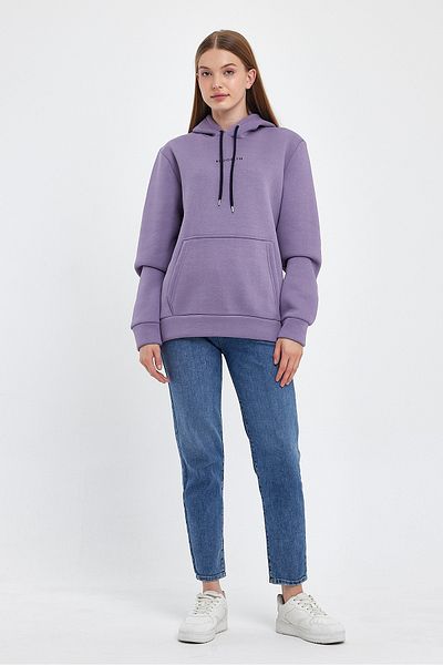 Superlife Women's Hooded Comfortable In-mold Fleece 3 thread Mid-Brooklyn Printed SweatShirt spr24swk13