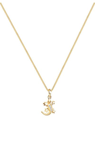 ELLI Necklace Ladies Gecko Pendant With Crystals In 925 Sterling Silver