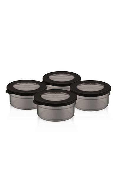 Qlüx QluX C508X4 Black Pearl Storage Set of 4 - Black / Transparent
