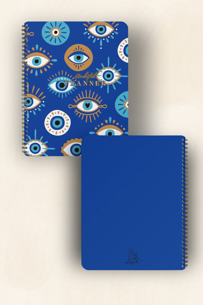 Flowery Paper Blue Eyes Tarihsiz Ajanda ,Planlayıcı, Süresiz,Spiralli Sert Ka...