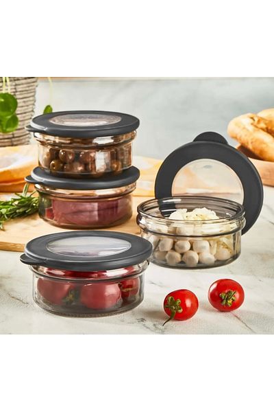 Qlüx QluX C508X4 Black Pearl Storage Set of 4 - Black / Transparent