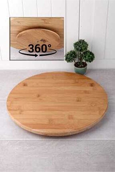 balsa group Bambu 360 Derece Döner Sunumluk Pizza Tabağı Kahvaltı Tabağı Lahmacun Tabagı Peynir Tabağı 34 Cm