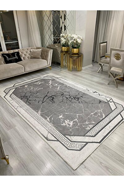 ALLGELSİN Lastikli Halı Örtüsü 6m2 Ebat 200x300cm Altı MetreKare Yıkanabilir  Halı Kılıfı Modern Çizgili Örtü