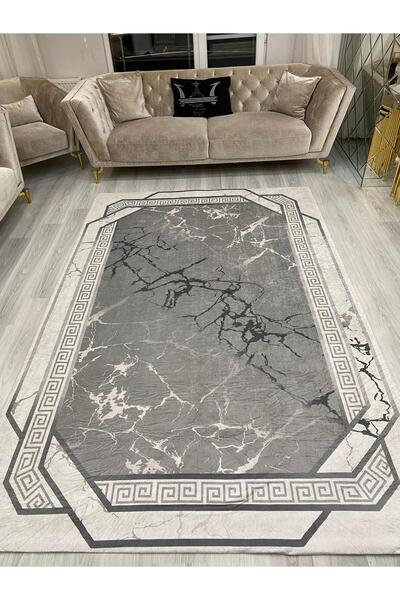 ALLGELSİN Lastikli Halı Örtüsü 6m2 Ebat 200x300cm Altı MetreKare Yıkanabilir  Halı Kılıfı Modern Çizgili Örtü