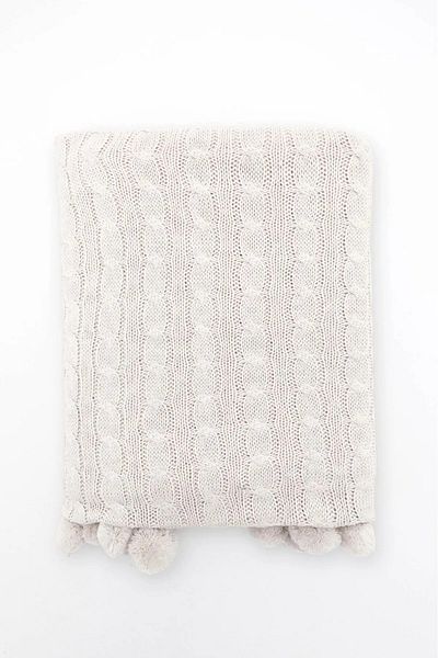 OKALİNA Tv Blanket with Knitwear Pompom 130X170Cm