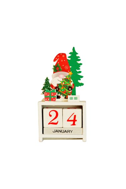 Party Country Decor de Anul Nou -Calendar din lemn de Moș Crăciun- 15 cm