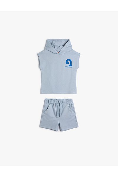 Koton 2er Set Shorts Kapuzenunterhemd Baumwolle