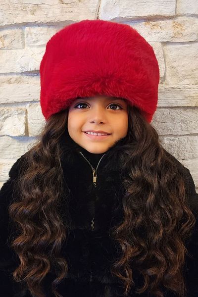 Mağazam Online Young Girl's Winter Plush Hat Faux Fur Russian Style Kalpak