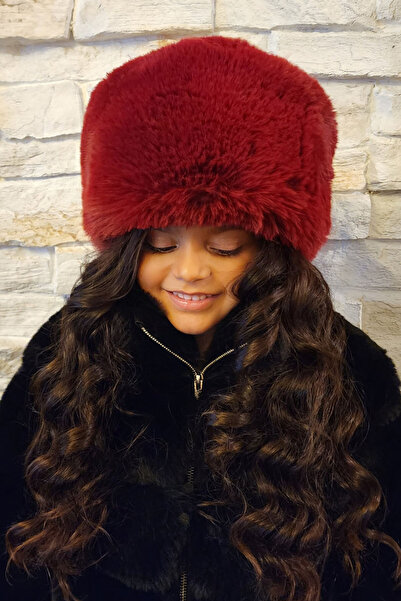 Mağazam Online Young Girl's Winter Plush Hat Faux Fur Russian Style Kalpak
