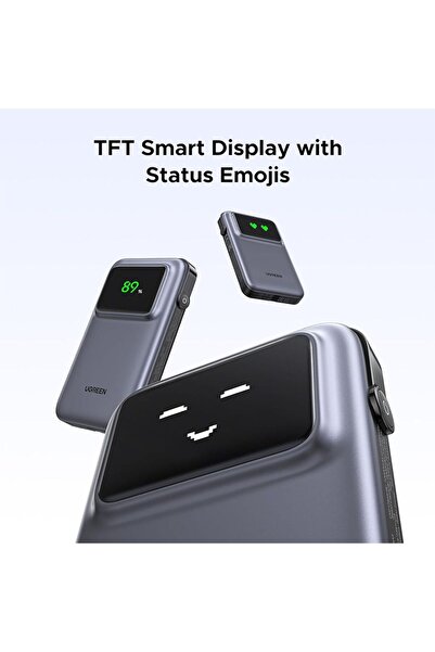 Ugreen Uno Power Bank USB-C and USB Ports with Built-in Cable 10000mAh 30W - Purple